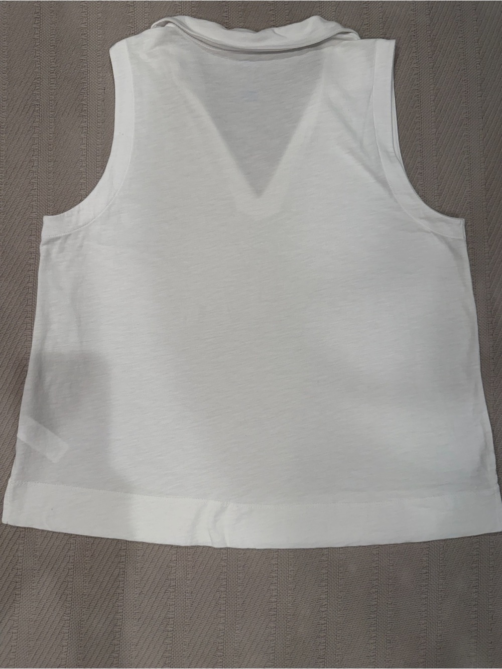 Sigrid Olsen White Sleeveless Collared Split Neck Stretch Top L - Picture 5 of 8